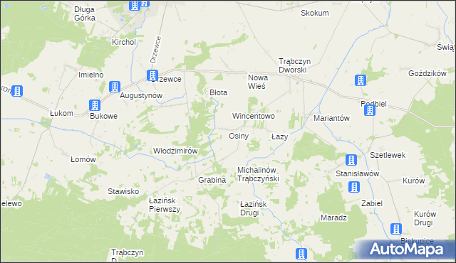 mapa Osiny gmina Zagórów, Osiny gmina Zagórów na mapie Targeo