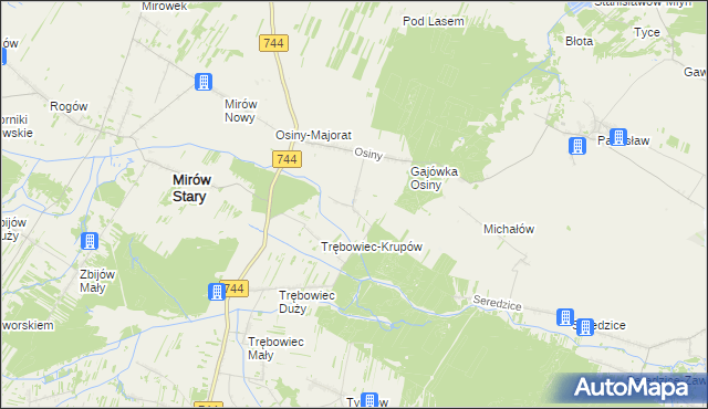 mapa Osiny-Mokra Niwa, Osiny-Mokra Niwa na mapie Targeo