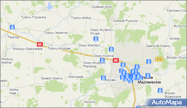 mapa Osipy-Kolonia, Osipy-Kolonia na mapie Targeo