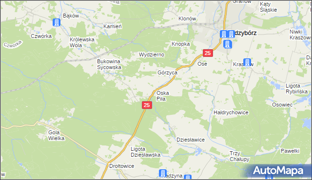mapa Oska Piła, Oska Piła na mapie Targeo