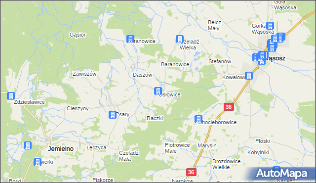 mapa Osłowice, Osłowice na mapie Targeo