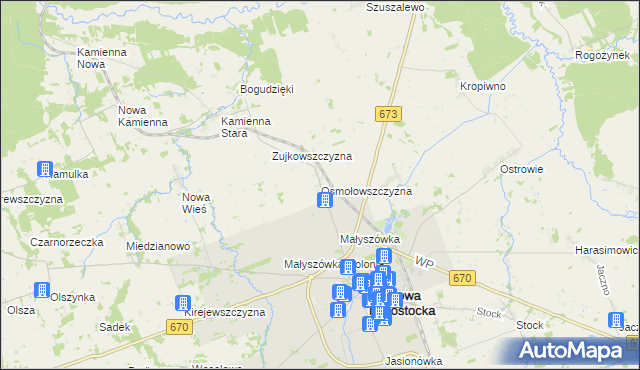 mapa Osmołowszczyzna, Osmołowszczyzna na mapie Targeo