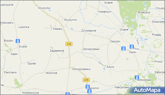 mapa Ośniszczewo, Ośniszczewo na mapie Targeo