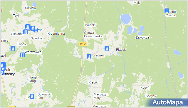 mapa Osowa gmina Hańsk, Osowa gmina Hańsk na mapie Targeo