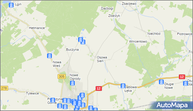 mapa Osowa Sień, Osowa Sień na mapie Targeo