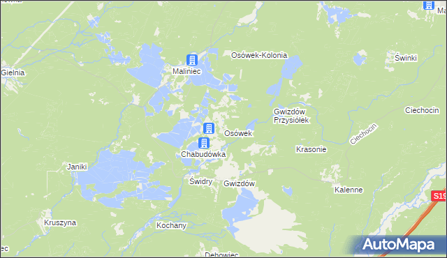 mapa Osówek gmina Potok Wielki, Osówek gmina Potok Wielki na mapie Targeo