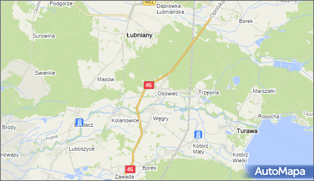 mapa Osowiec gmina Turawa, Osowiec gmina Turawa na mapie Targeo