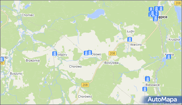 mapa Osowo gmina Kępice, Osowo gmina Kępice na mapie Targeo