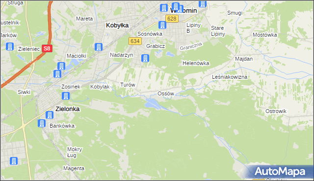 mapa Ossów, Ossów na mapie Targeo