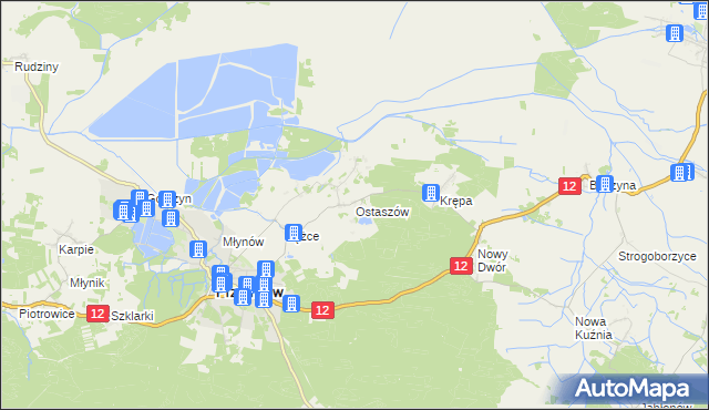 mapa Ostaszów, Ostaszów na mapie Targeo