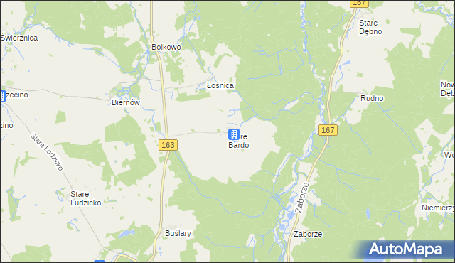 mapa Ostre Bardo gmina Połczyn-Zdrój, Ostre Bardo gmina Połczyn-Zdrój na mapie Targeo