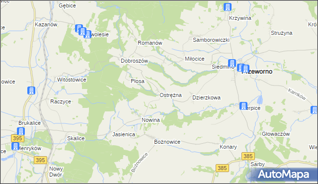 mapa Ostrężna, Ostrężna na mapie Targeo