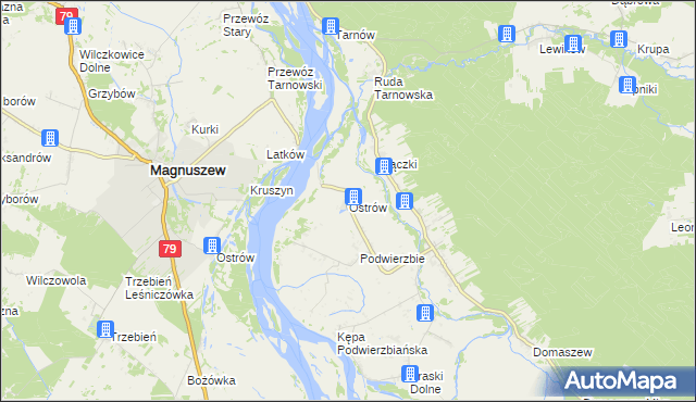 mapa Ostrów gmina Maciejowice, Ostrów gmina Maciejowice na mapie Targeo