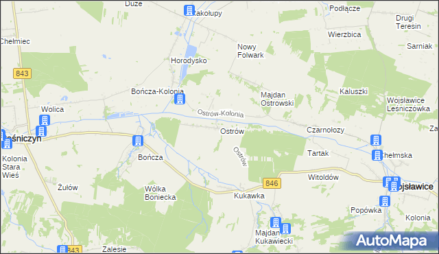 mapa Ostrów gmina Wojsławice, Ostrów gmina Wojsławice na mapie Targeo