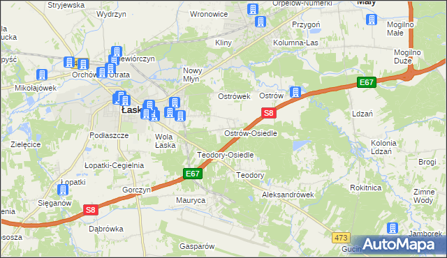 mapa Ostrów-Osiedle, Ostrów-Osiedle na mapie Targeo