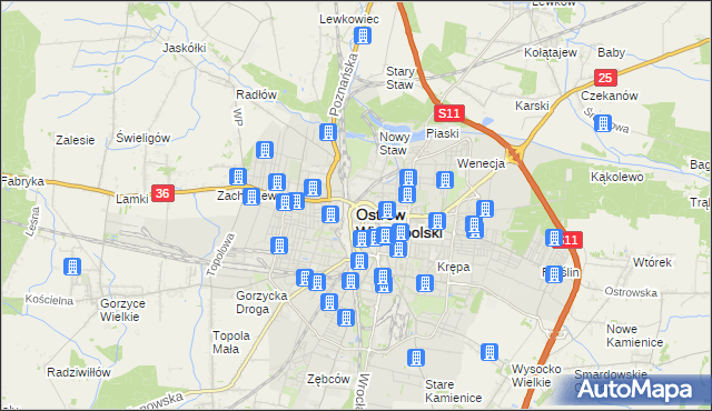 mapa Ostrów Wielkopolski, Ostrów Wielkopolski na mapie Targeo