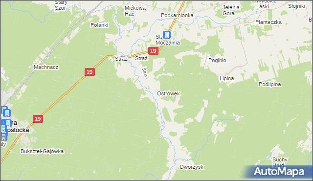 mapa Ostrówek gmina Sokółka, Ostrówek gmina Sokółka na mapie Targeo