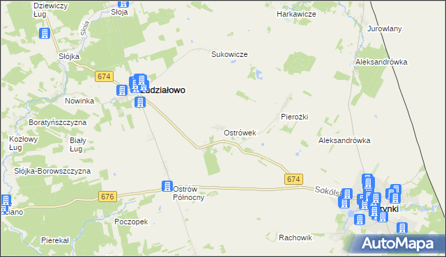 mapa Ostrówek gmina Szudziałowo, Ostrówek gmina Szudziałowo na mapie Targeo