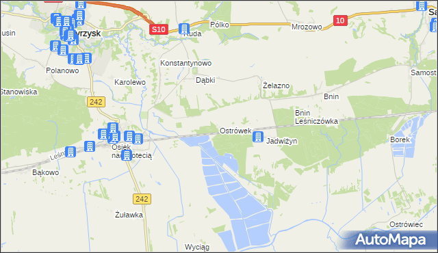 mapa Ostrówek gmina Wyrzysk, Ostrówek gmina Wyrzysk na mapie Targeo