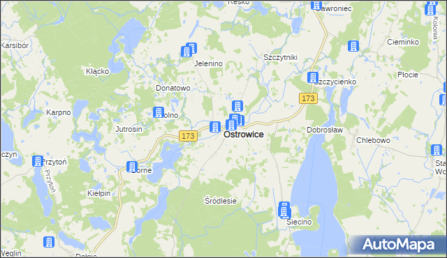 mapa Ostrowice powiat drawski, Ostrowice powiat drawski na mapie Targeo