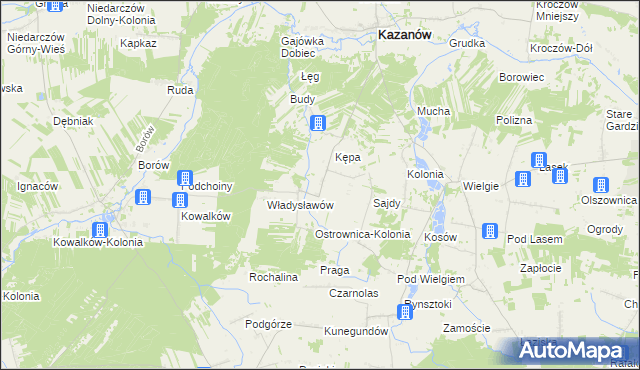 mapa Ostrownica gmina Kazanów, Ostrownica gmina Kazanów na mapie Targeo