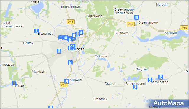 mapa Ostrowo gmina Mrocza, Ostrowo gmina Mrocza na mapie Targeo