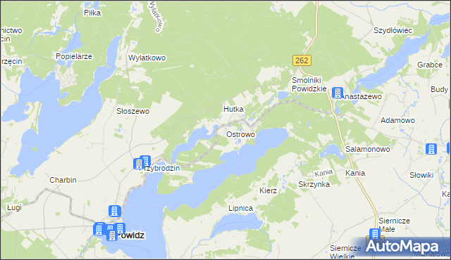 mapa Ostrowo gmina Powidz, Ostrowo gmina Powidz na mapie Targeo