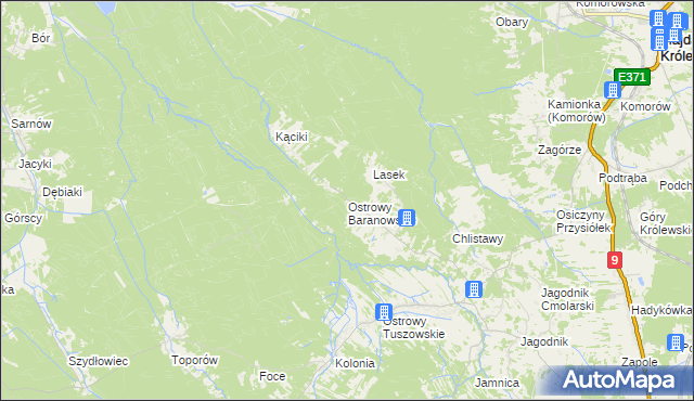 mapa Ostrowy Baranowskie, Ostrowy Baranowskie na mapie Targeo