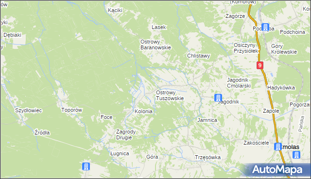 mapa Ostrowy Tuszowskie, Ostrowy Tuszowskie na mapie Targeo