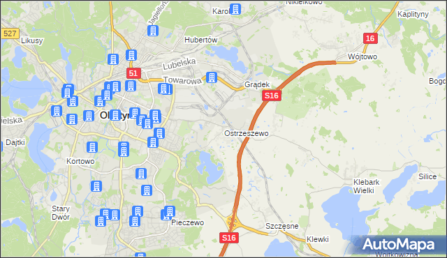 mapa Ostrzeszewo, Ostrzeszewo na mapie Targeo