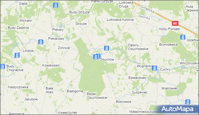 mapa Osuchów gmina Mszczonów, Osuchów gmina Mszczonów na mapie Targeo