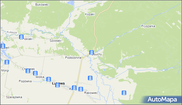 mapa Osuchy gmina Łukowa, Osuchy gmina Łukowa na mapie Targeo
