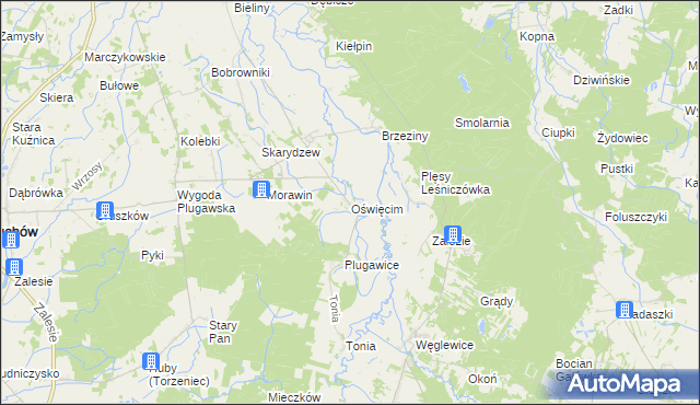 mapa Oświęcim gmina Doruchów, Oświęcim gmina Doruchów na mapie Targeo