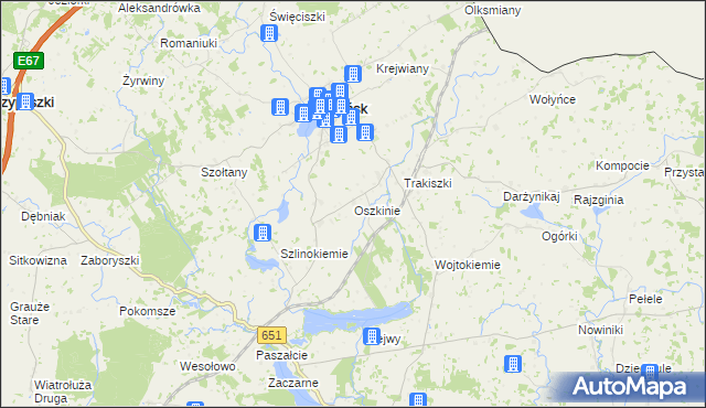 mapa Oszkinie, Oszkinie na mapie Targeo