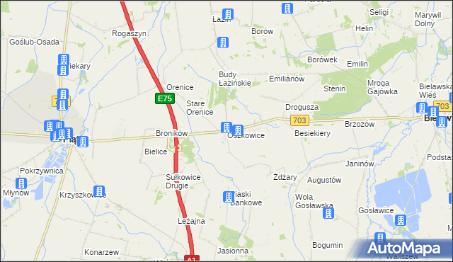 mapa Oszkowice, Oszkowice na mapie Targeo