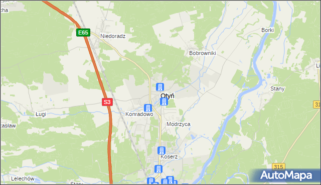 mapa Otyń, Otyń na mapie Targeo