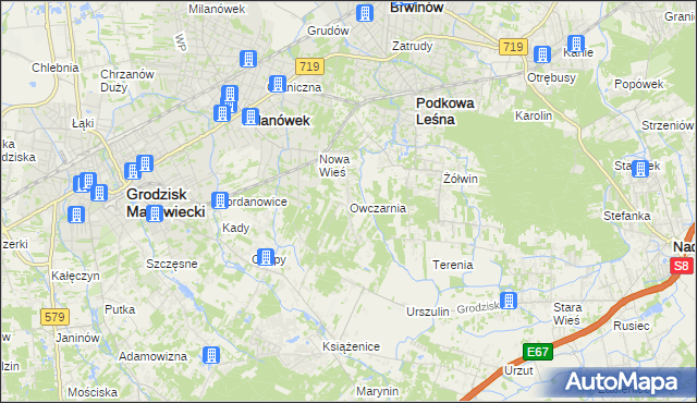 mapa Owczarnia gmina Brwinów, Owczarnia gmina Brwinów na mapie Targeo