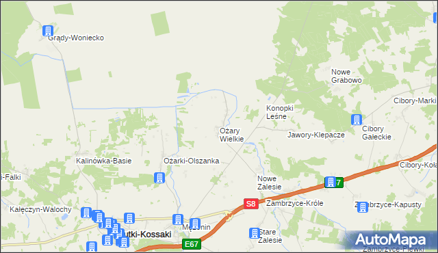 mapa Ożary Wielkie, Ożary Wielkie na mapie Targeo