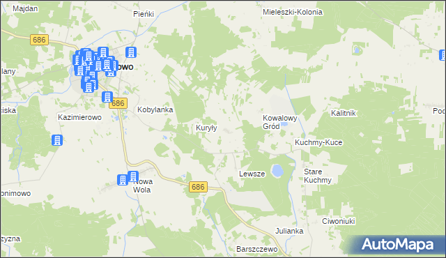 mapa Oziabły, Oziabły na mapie Targeo