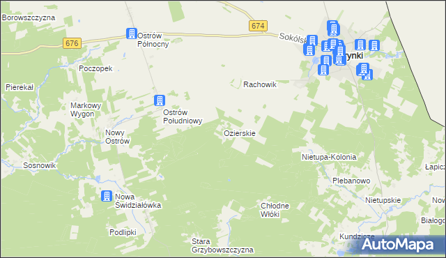 mapa Ozierskie, Ozierskie na mapie Targeo