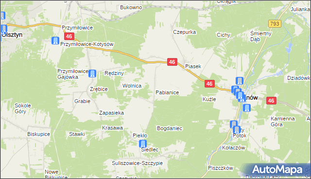 mapa Pabianice gmina Janów, Pabianice gmina Janów na mapie Targeo