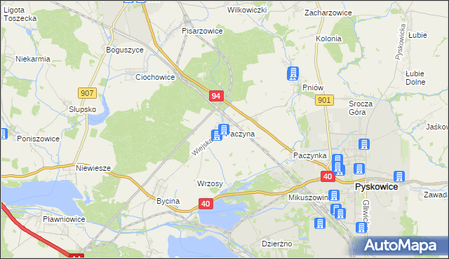 mapa Paczyna, Paczyna na mapie Targeo