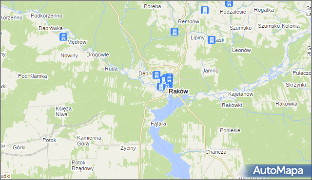 mapa Pągowiec gmina Raków, Pągowiec gmina Raków na mapie Targeo