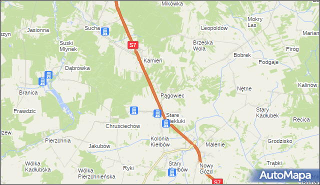 mapa Pągowiec gmina Stara Błotnica, Pągowiec gmina Stara Błotnica na mapie Targeo