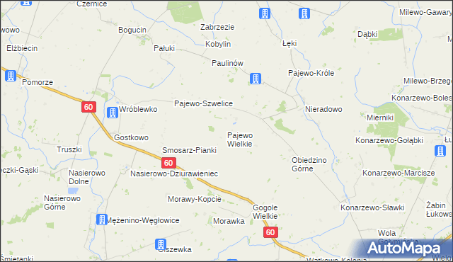 mapa Pajewo Wielkie, Pajewo Wielkie na mapie Targeo