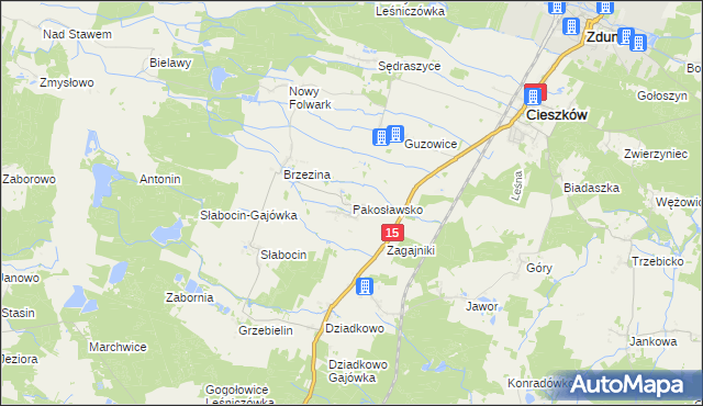 mapa Pakosławsko, Pakosławsko na mapie Targeo