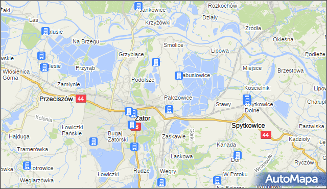 mapa Palczowice, Palczowice na mapie Targeo