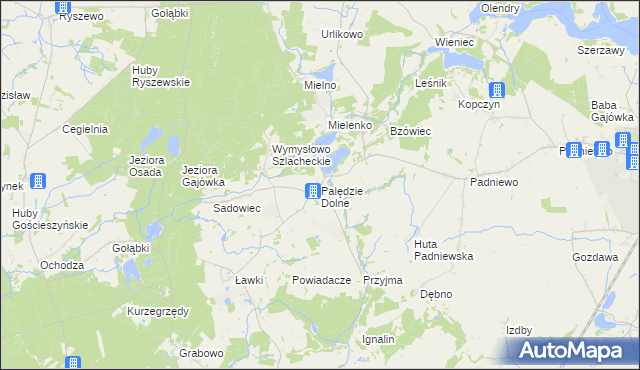 mapa Palędzie Dolne, Palędzie Dolne na mapie Targeo