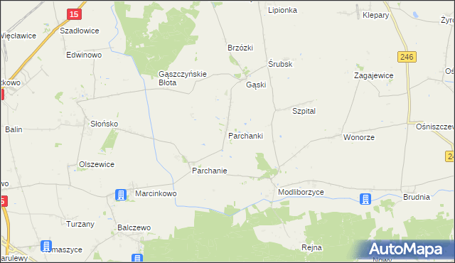 mapa Parchanki, Parchanki na mapie Targeo