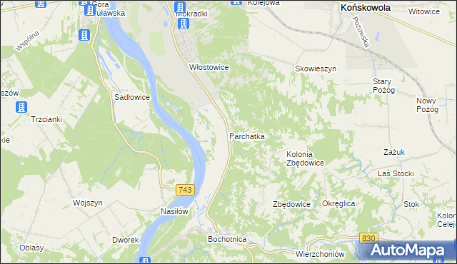 mapa Parchatka, Parchatka na mapie Targeo
